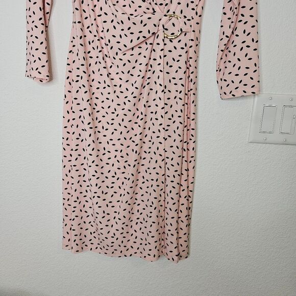 Anne Klein Pink Polka Dot Wrap Dress, Womens Size Small - Picture 6 of 8